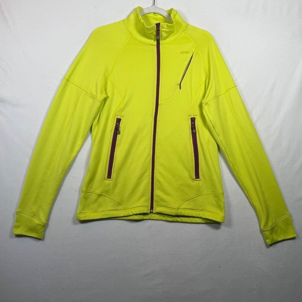 Koppen Yellow Athletic Jacket Womens L Full Zip Running Lightweight Zip Pocket